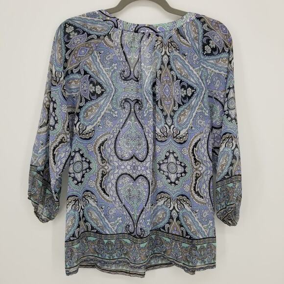 3/$25 Alice Blue Stitch Fix Paisley Peasant Blouse S  Boho Flowy Bohemian Top - Picture 2 of 10